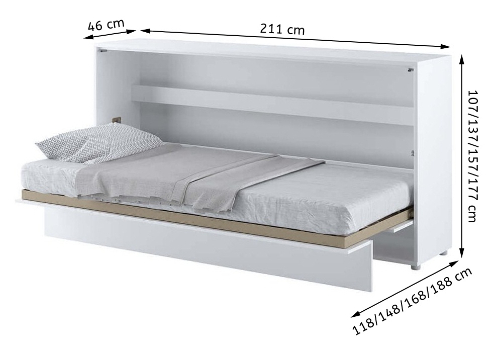 Półkotapczan Bed Concept biały połysk, poziomy