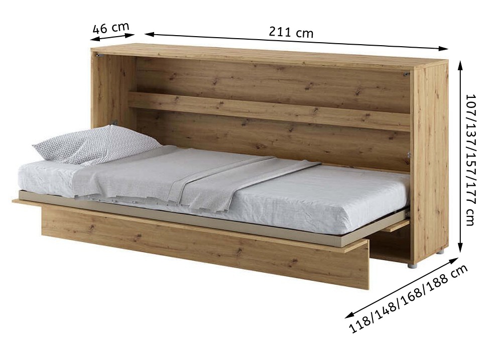 Półkotapczan Bed Concept dąb artisan, poziomy