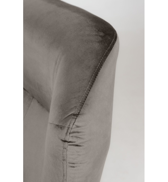 Fotel welurowy z podnóżkiem Flanka szary, pikowany