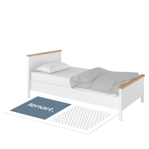 Łóżko 90x200 cm z materacem Story białe/dąb nash
