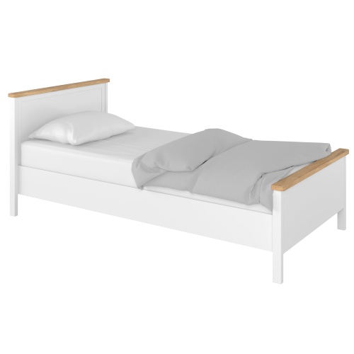 Łóżko 90x200 cm z materacem Story białe/dąb nash