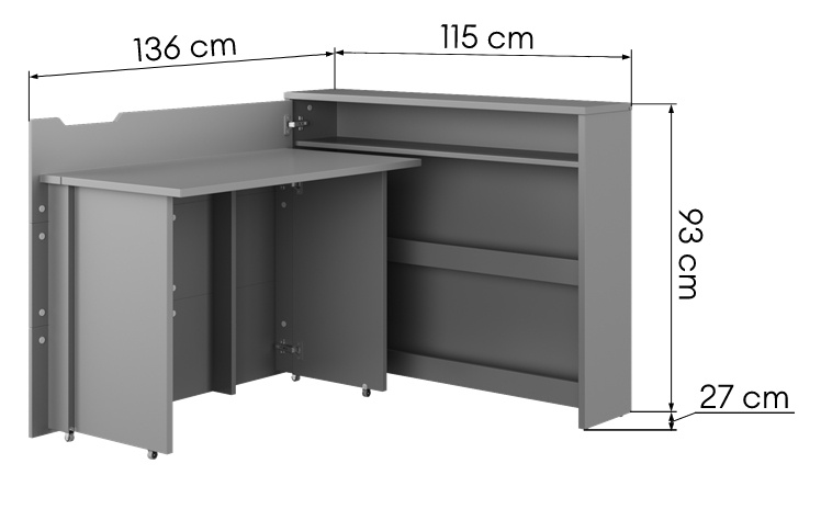 Biurko rozkładane Work Concept szare