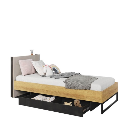 Łóżko 90x200 Teen Flex z materacem, hikora naturalna
