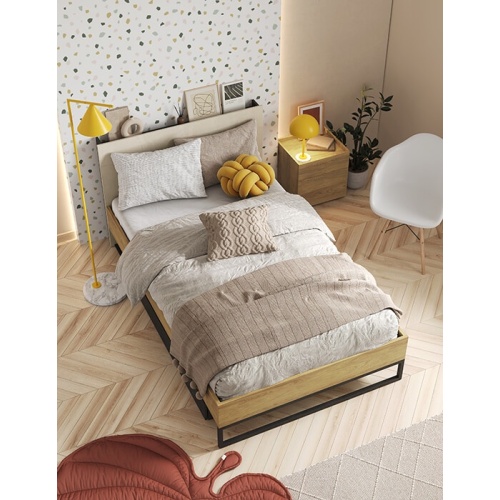 Łóżko 90x200 Teen Flex z materacem, hikora naturalna