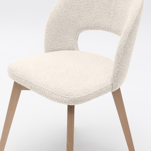 Krzesło tapicerowane Caspian, białe, drewniane nóżki