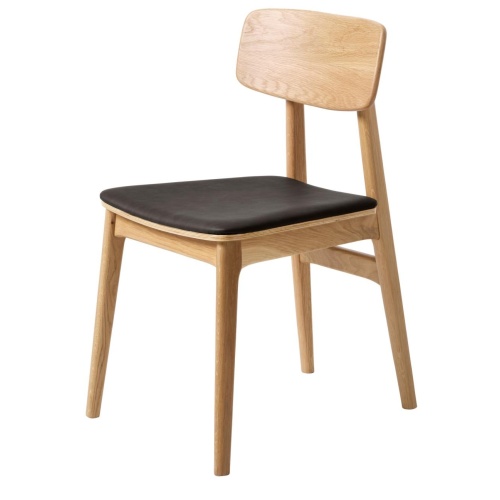 Krzesło drewniane Elina czarne, dąb/ekoskóra