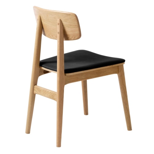 Krzesło drewniane Elina czarne, dąb/ekoskóra