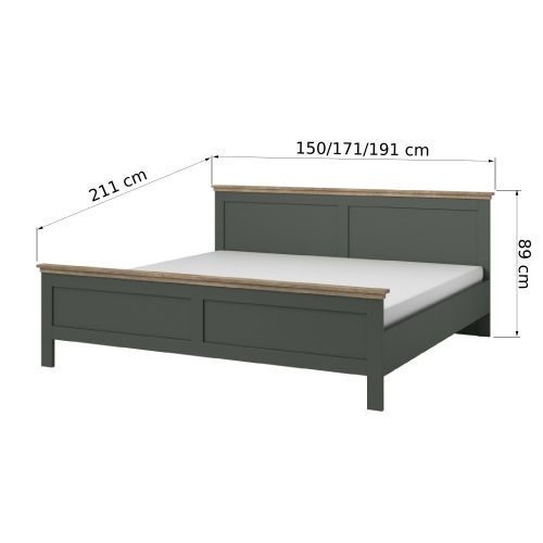 Łóżko Evora 140/160/180x200 cm, zielone/dąb lefkas