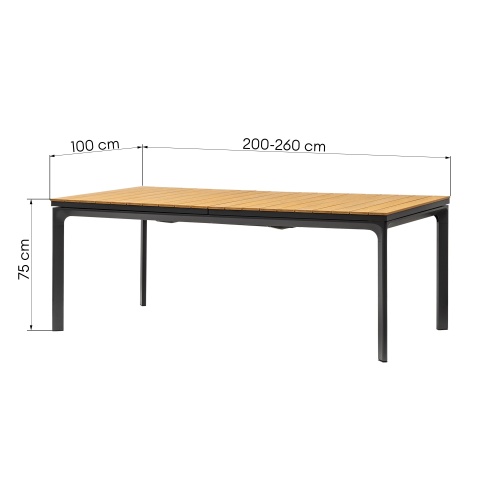 Rozkładany stół ogrodowy Horzone 200-260 cm, polywood
