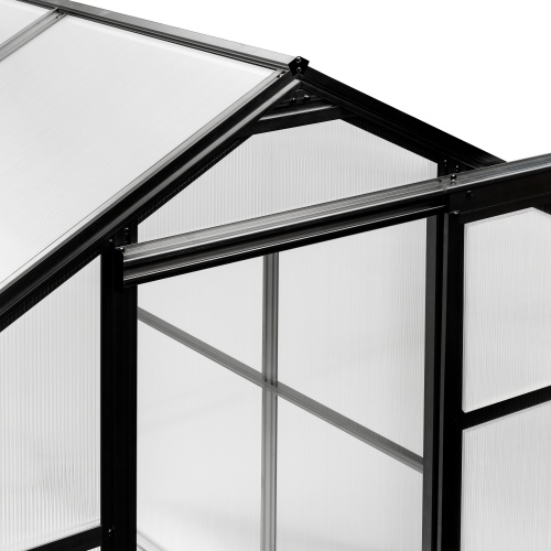 Szklarnia 190x250 - 9,26 m3 ogrodowa poliwęglanowa czterosekcyjna aluminiowa z fundamentem 5cm czarna