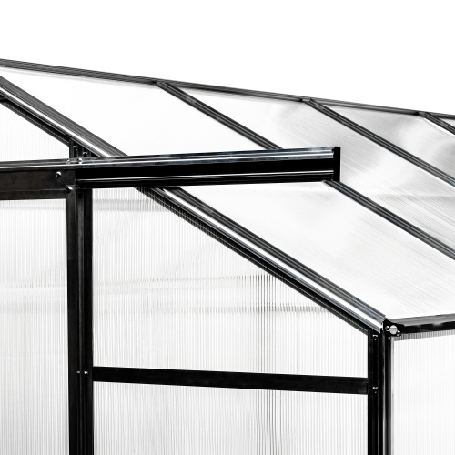 Szklarnia aluminiowa Growee z fundamentem 195x317 cm, pięciosekcyjna, poliwęglanowa, czarna