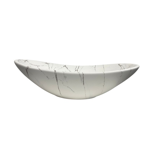 Umywalka nablatowa Lena, 61,5 cm, biały mat, dekor naturalnego kamienia