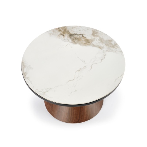 Stolik kawowy Genesis 70 cm orzech, imitacja białego marmuru