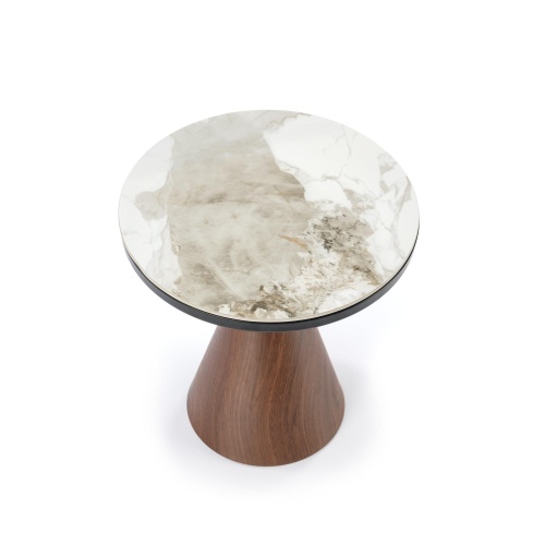Stolik kawowy Genesis 50 cm orzech, imitacja białego marmuru