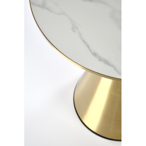 Stolik kawowy Tribeca 50 cm złoty, imitacja białego marmuru
