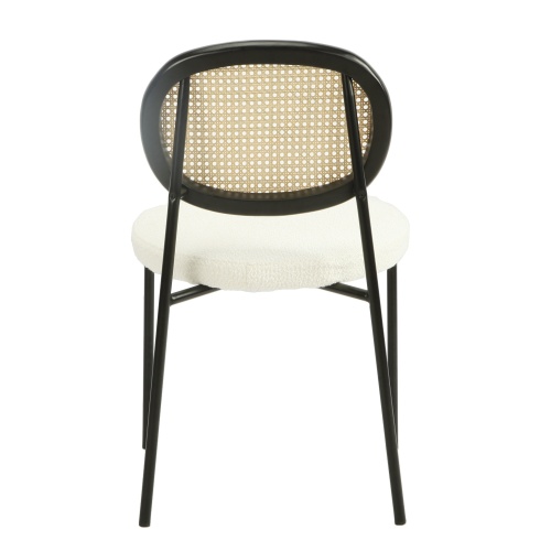 Krzesło do jadalni Fisco, czarne/białe, boucle