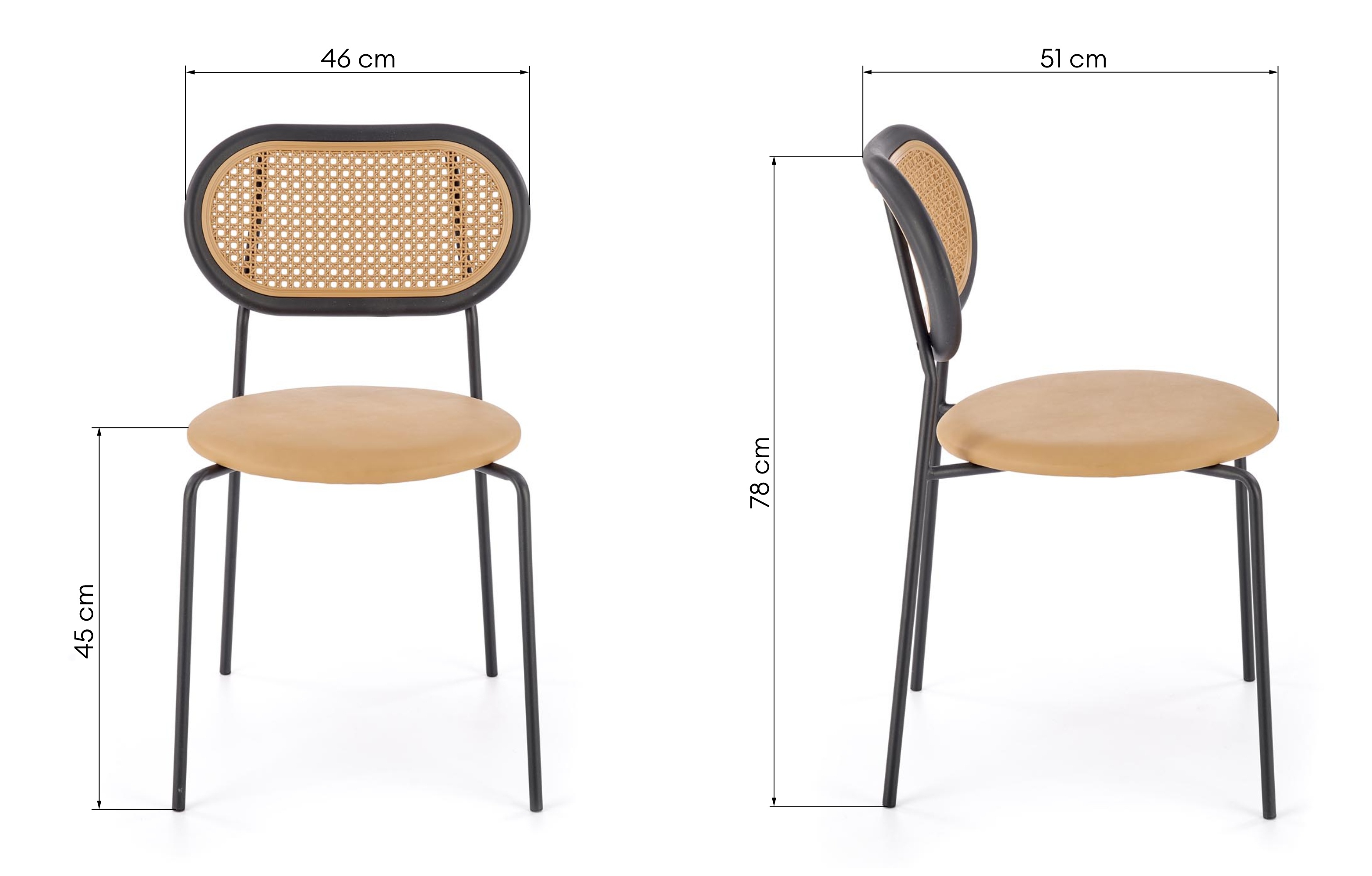 Krzesło do jadalni K524 ekoskóra, technorattan, brązowe