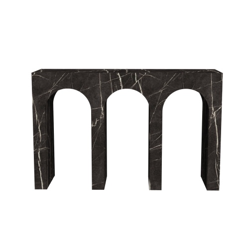 Konsola z trzema łukami Isa, czarna, dekor marmuru grigia pietra