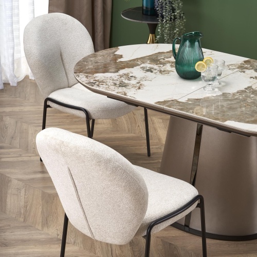 Stół rozkładany Robinson 160-200 cm beżowy marmur/cappuccino