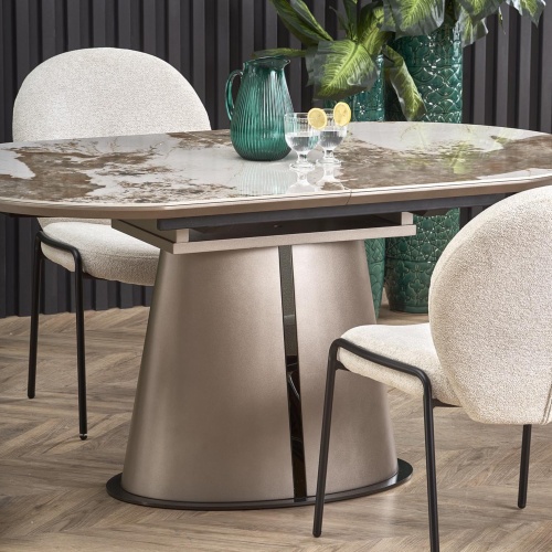 Stół rozkładany Robinson 160-200 cm beżowy marmur/cappuccino