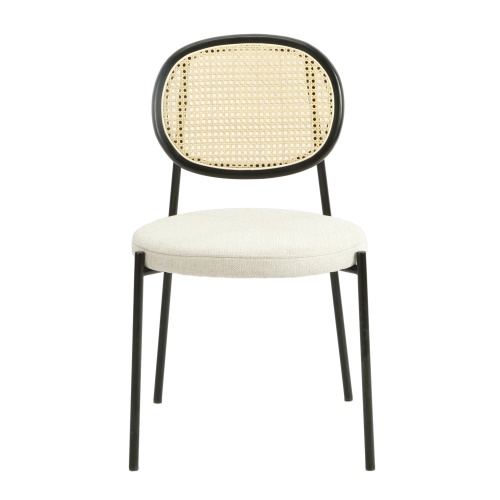 Krzesło do jadalni Fisco, czarne/beżowe, welurowe