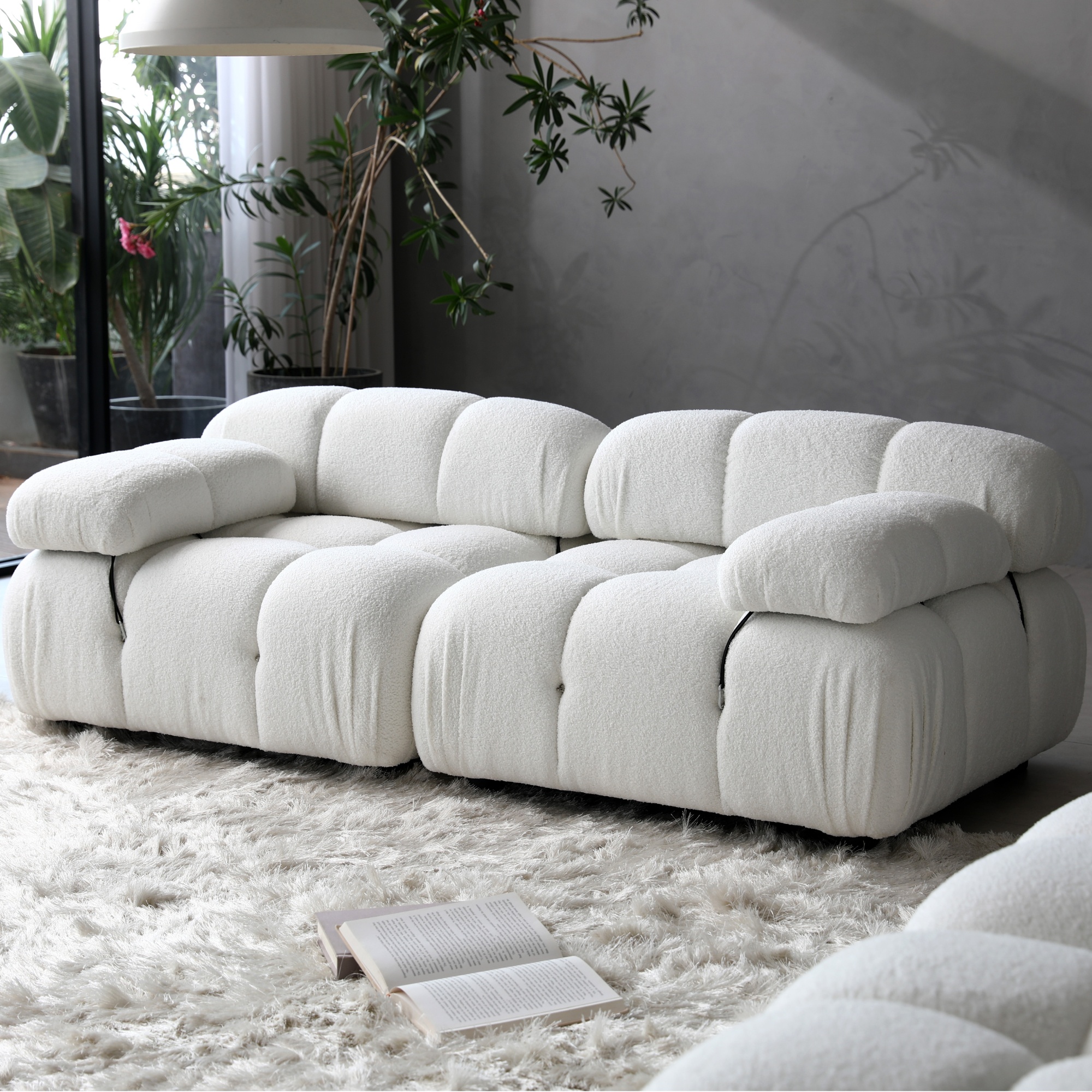 Sofa modułowa Fluf biała, boucle