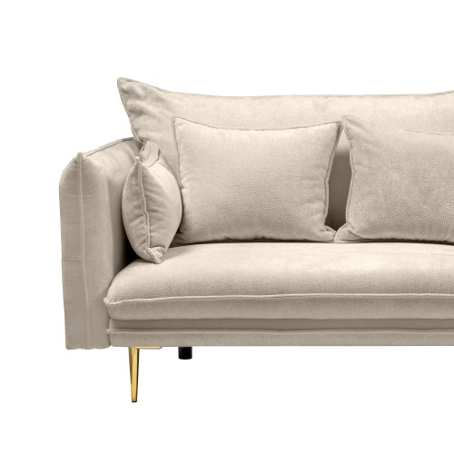 Sofa do salonu Glam szarobeżowa/złote nóżki
