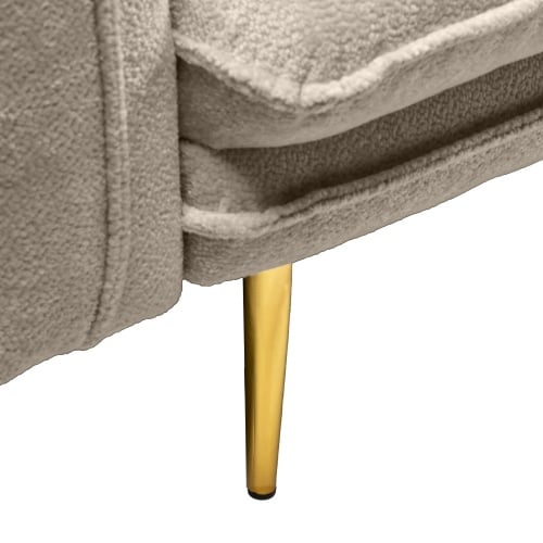 Sofa do salonu Glam szarobeżowa/złote nóżki