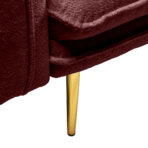 Sofa do salonu Glam bordowa/złote nóżki