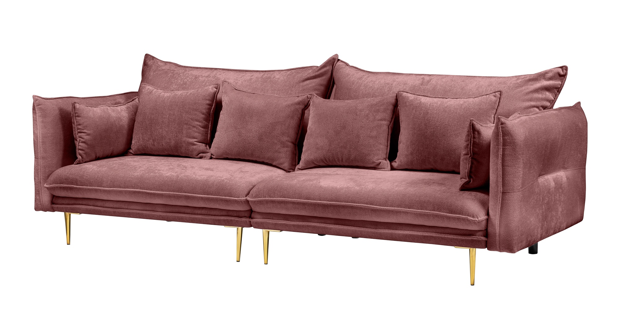 Sofa do salonu Glam bordowa/złote nóżki