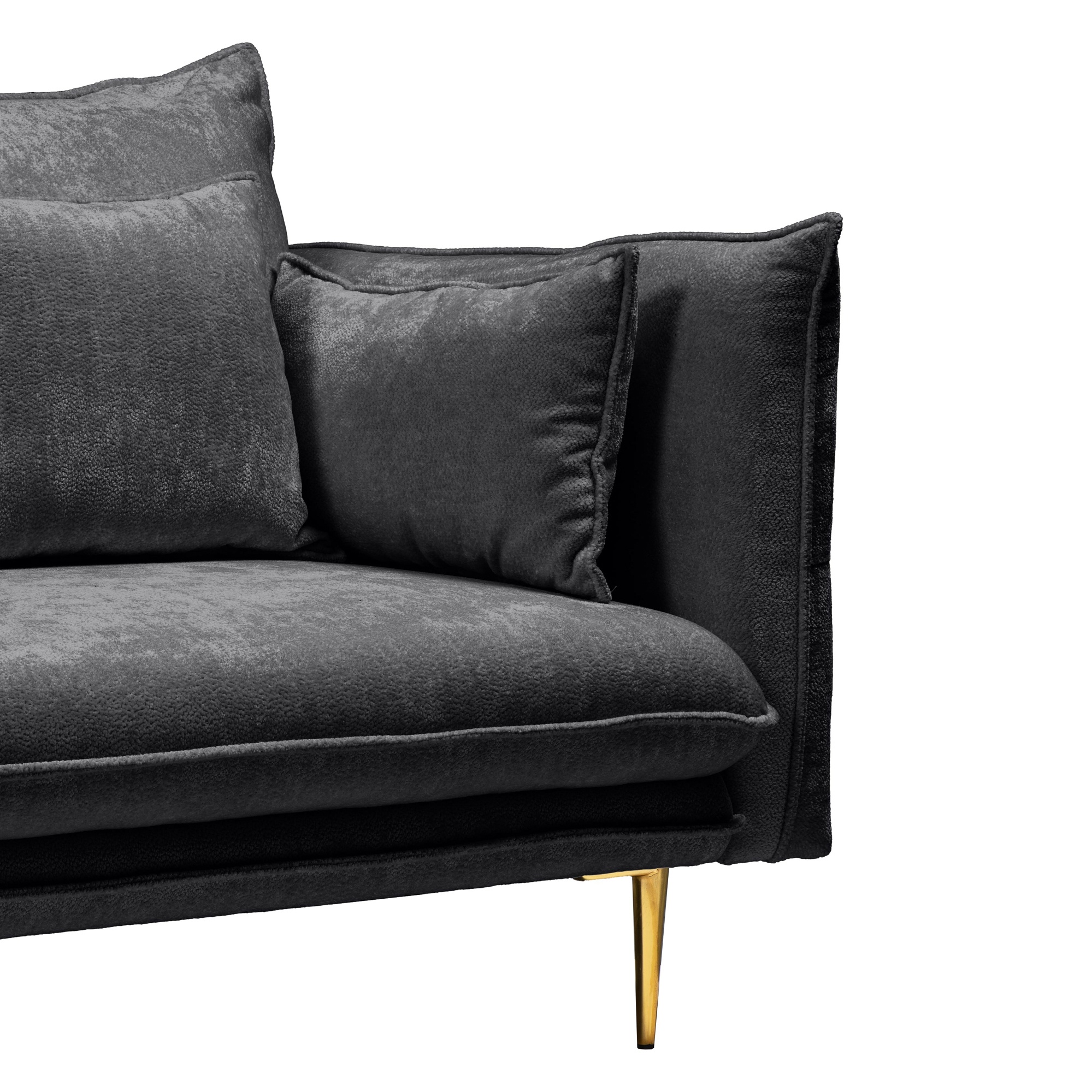 Sofa do salonu Glam czarna/złote nóżki