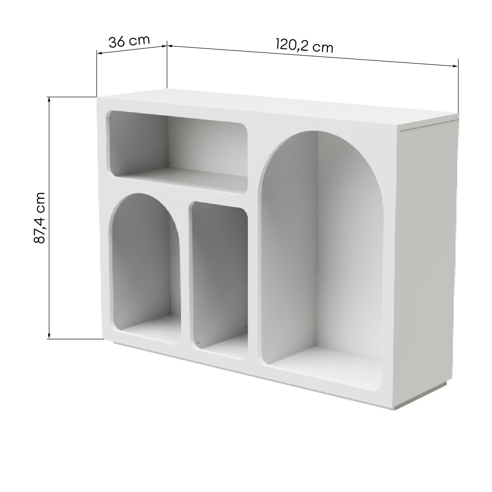 Komoda Madu z półkami w kształcie łuków, biała
