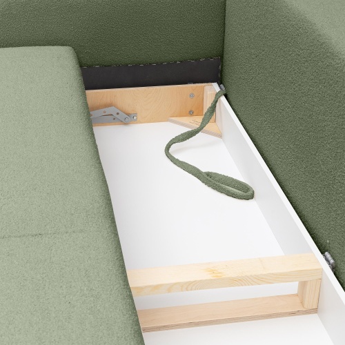 Sofa rozkładana Cloud z pojemnikiem, zielona boucle