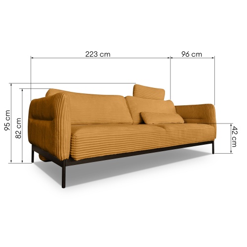 Sofa rozkładana Lukka miedziana, sztruks