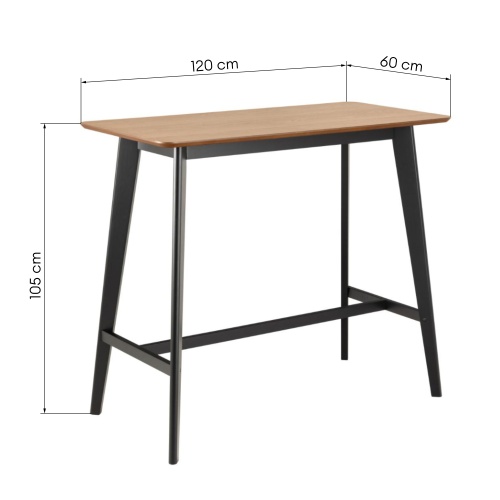 Stół barowy Roxby 120 cm, dąb/czarny