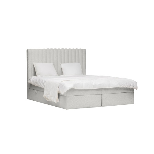 Łóżko kontynentalne Torello z 2 pojemnikami, 140/160/180x200 cm, jasnoszare, boucle