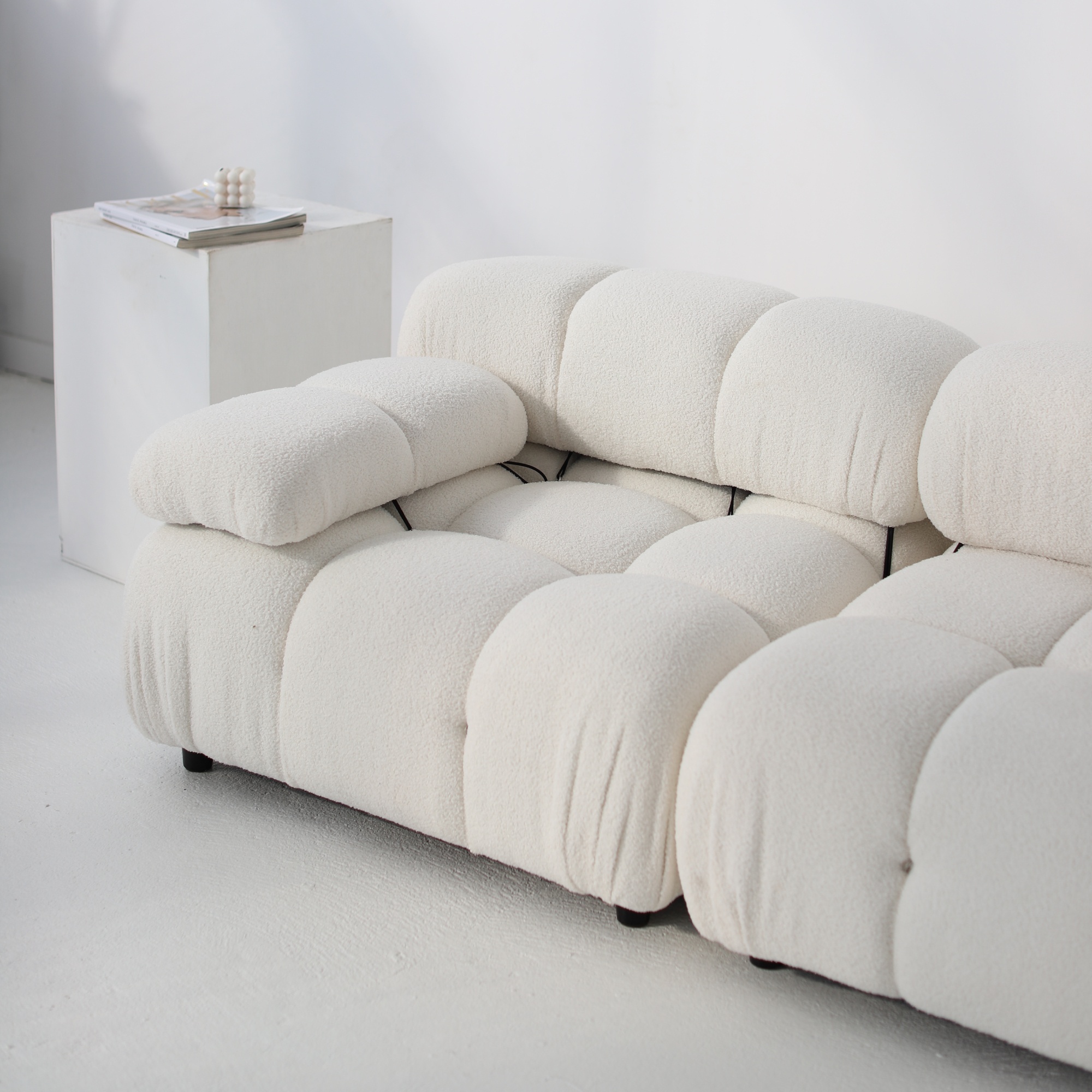 Sofa modułowa Fluf biała, boucle