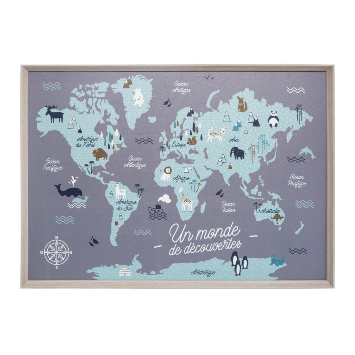 Obraz w ramie World Map, 50x70 cm, mapa świata