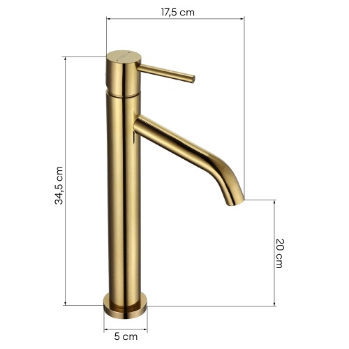 Bateria umywalkowa stojąca Milano wysoka, złota
