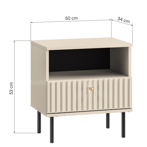 Szafka nocna z szufladą Lagos kaszmir, lamele