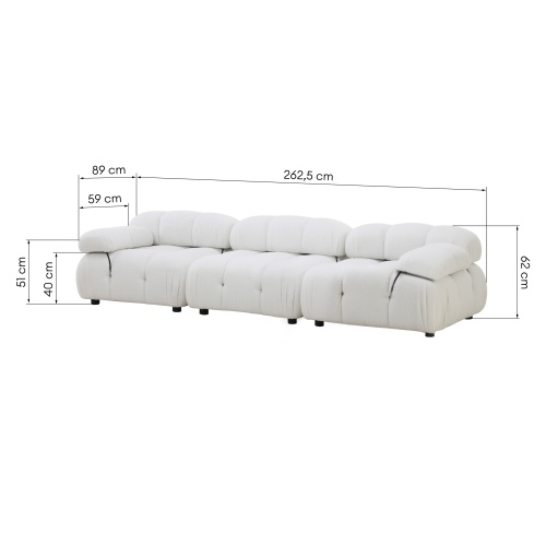 Sofa modułowa Fluf 3-częściowa, biała, boucle