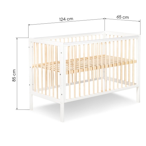 Łóżko niemowlęce Timi z barierką ochronną, sosna