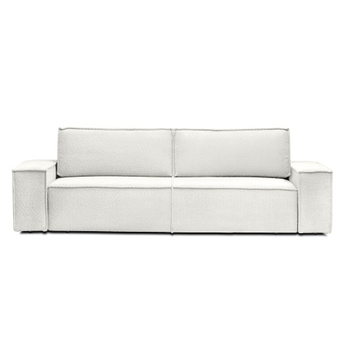 Sofa rozkładana Hustle z pojemnikiem biała, boucle