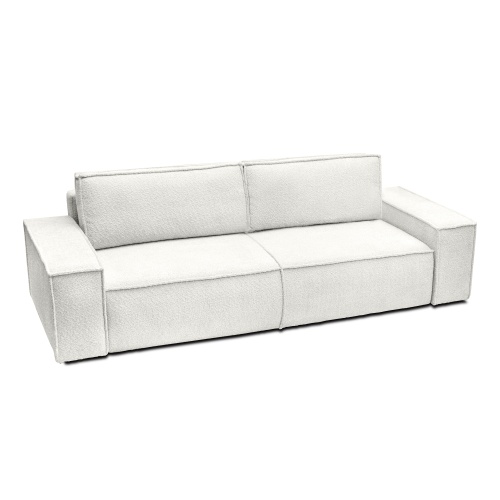 Sofa rozkładana Hustle z pojemnikiem biała, boucle