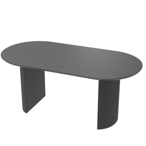 Stół do jadalni Maurizio 180 cm, czarny, ryflowany