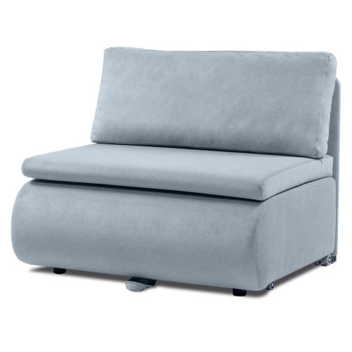 Sofa z funkcją spania i pojemnikiem Mido szaroniebieska, welur