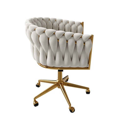 Krzesło obrotowe Delphi, welurowe, jasnobeżowe/złote nogi