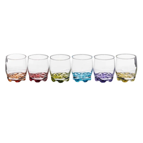 Zestaw 6 niskich szklanek Tamin, transparentne/wielokolorowe