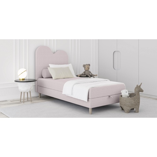 Łóżko dziecięce boxspring z pojemnikiem Breeze 160/180/200x90 cm, różowe, welur