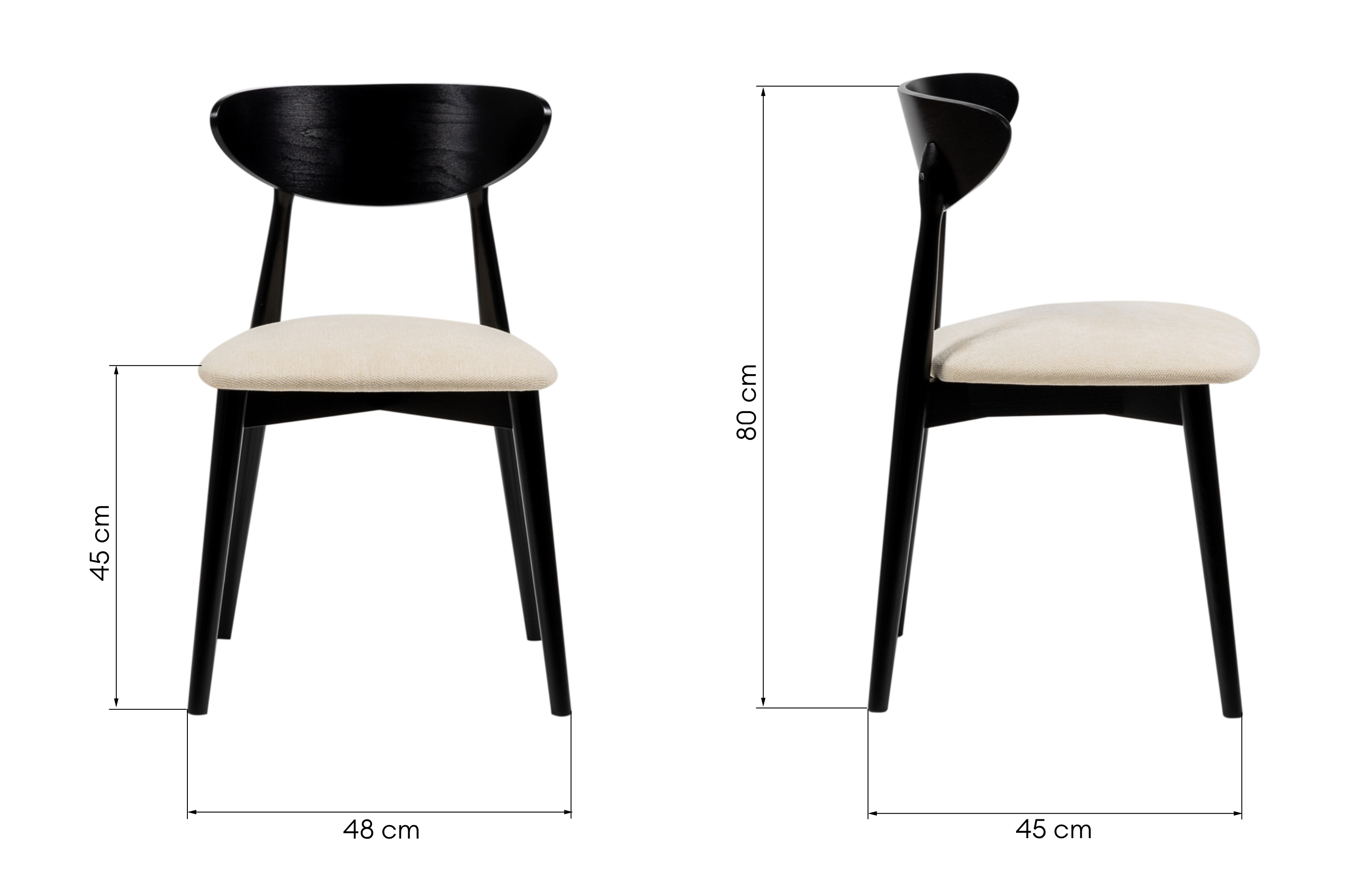 Krzesło drewniane do jadalni Diuna, jasnobeżowe/czarne